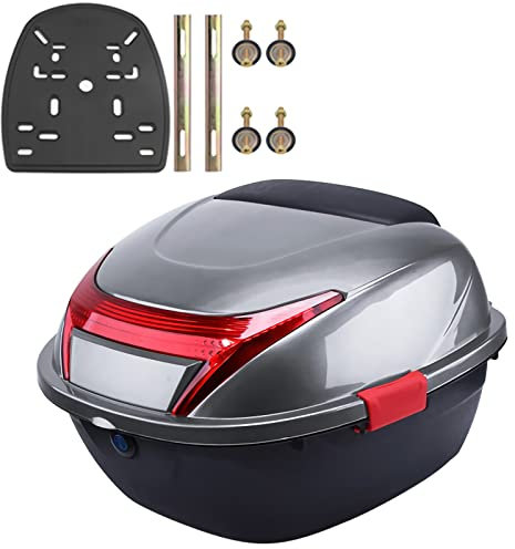 Motorrad Kofferraum Tour Heckbox Topcase ABS Wasserdicht AbschließBar Universal Harthelm GepäCkaufbewahrung mit Montagematerial für Motorrad Moped RüCkseitenkoffer ,G,11*15*16inch