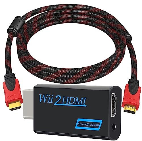 Mueuton Wii HDMI Adapter, Wii zu HDMI Adapter 720P/1080P HD Converter mit 1.5m HDMI Kabel