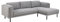 AC Design Furniture Leman 2,5 Sitzer mit Chaise Longue und 3 Kissen, Ecksofa mit Grauem Bouclé Bezug und Schwarzen Metallbeinen, B: 260 x H: 82 x T: 150 cm