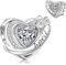 Symretie Charms Geburtsstein April Anhänger Charm aus 925er Sterlingsilber,Offen Gearbeiteter Herz Perlen Geburtstagsgeschenke für Frauen