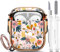 R-fun Kompatibel mit AirPods Hülle mit Sicherheitsschloss mit Reinigungsset, Blumendruck für AirPods 1./2. Generation Hülle für Damen Herren mit Schlüsselanhänger,Blume