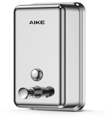 AIKE Distributeur de Savon Mural, 1100 ML Distributeur de Savon en Acier Inoxydable, Couche de Protection en ABS Intégrée, Antirouille et Anticorrosion, Distributeur de Savon Liquide Commercial