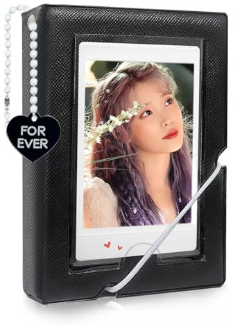 KeCool Kpop Fotokartenbuch, 7,6 cm, tragbare Mini-Größe, 32 Taschen, schwarze Farbe, ideal zum Sammeln von Kpop-Fotos