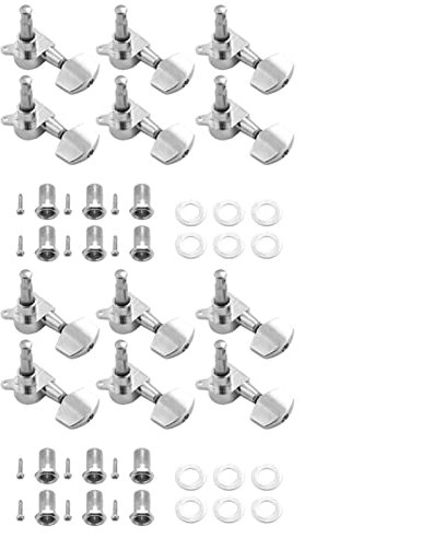 Cheville d'accord corde guitare 12 Pièces Argent Guitare Acoustique Têtes De Machine Boutons Guitar String Tuner Tuner (6 Pour Gauche + 6 À Droite)