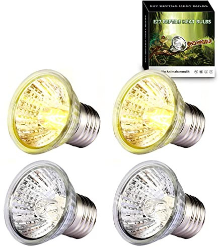 PewinGo 4 * 50W UVA UVB Glühbirne für Wärmelampe Schildkröten, Birne Reptilien Heizung, E27 UV Lampe Terrarium für Reptilien/Eidechsen/Schlangen/Küken