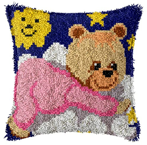 SerendipitousWhisper Kissenbezug Pyjamas Bär Knüpfsets,Kissen Knüpfsets,Stricksets Kissen für Freunde,Familie,Party,Geburtstag,Weihnachten