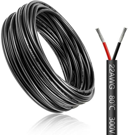5 Meter 22AWG 2x0,3mm² Elektrischer Draht, 2 Adrig Kabel 5V/12V/24V Stromkabel Verzinntes Kupferkabel,Flexibel und Weich Niedrige Impedanz Hohe Temperaturbeständigkeit Verlängerungskabel
