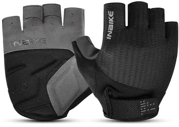 INBIKE Fahrradhandschuhe MTB Moutainbike Handschuhe Sommer Haslbfinger Fingerlos Herren Damen rutschfest Stoßfest Elastisch Reflektierend Atmungsaktiv Radsport Multifunkton IHC215 Schwarz L