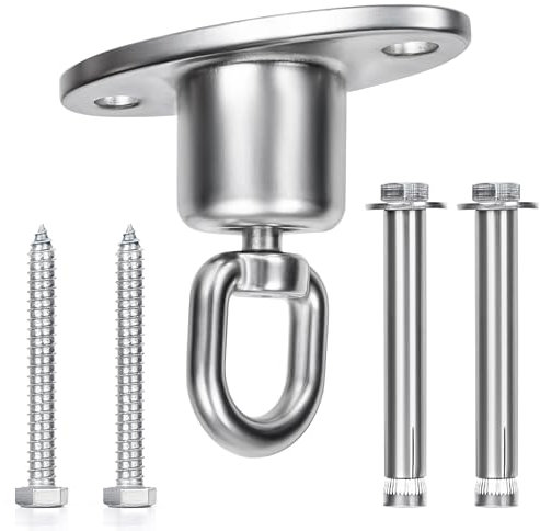Winter Shore Attache Hamac Pivotant Robuste avec Roulement à Billes - 540 kg, Rotation 360°, Fixation pour Fauteuil Suspendu - Vis & Crochet Plafond Attache Balancoire - Fixation Plafond en INOX