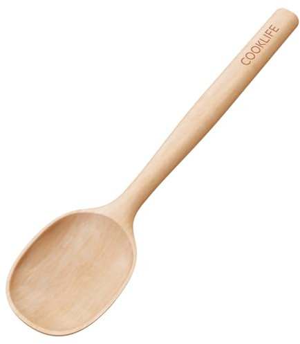 COOKLIFE Kochlöffel aus Buchenholz, groß, glatte Oberfläche, natürliche Buche, langlebiges Kochutensil aus Holz