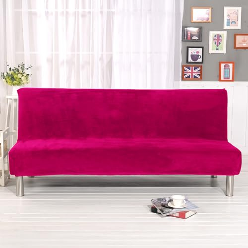 Odot Verdickter Samt Sofa Überzug, Einfarbig Sofabezug Stretch Couch Überzug Keine Armlehnen Sofaüberwurf, für Sofaschutz, Wohnzimmer, Heimdekoration Sofa Cover (Rosa,M(160-190cm))