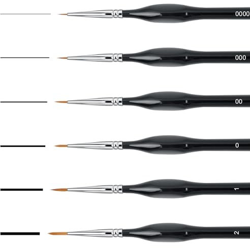 AiQInu 6 Stück Feine Pinsel Set, Detail Pinsel Acrylfarbe, Pinselset für Acryl Aquarell Modellbau, Miniatur Künstlerpinsel für Nagelkunst, Ölgemälde, Modellbau und Strichmalerei