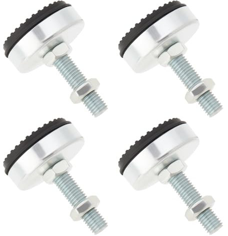 EMSea Lot de 4 pieds de nivellement réglables M12 en acier au carbone galvanisé pour meubles, machines, étagères, équipements industriels