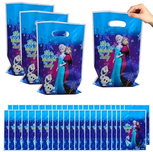 50 Pezzi Sacchetto per Caramella, Ms.Frozen Sacchettini Compleanno Bambini, Sacchetti Regalo,Borsa di Regalo per Feste di Compleanno di Natale, Feste a Tema 25 x 16 cm