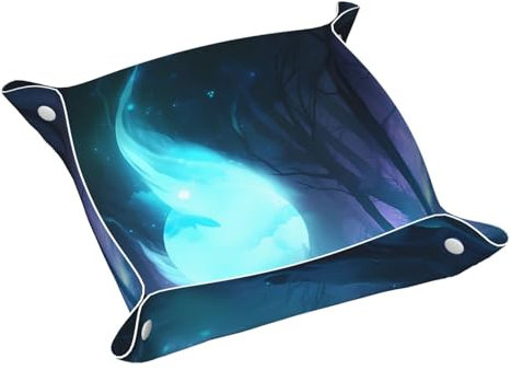 Bandeja de tocador, bandeja de piel de PVC para viajes, organizador de viaje pequeño para llaves, carteras, relojes, monedas (patrón fantasma)