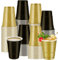 Plastic Party Cups - 50 Pcs 16 oz Disposable Drinking Cups Reusable Sturdy Colored Plastic Cups for Xmas, Weddings, Birthdays, Dinner, Lunch and Party Cups(Black, Gold)