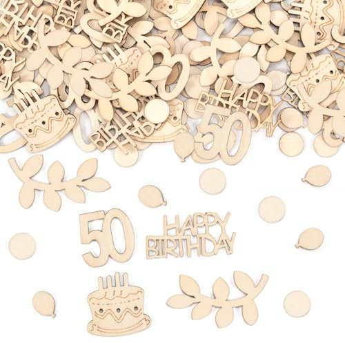 Streudeko Geburtstag, 120 Stück Konfetti Geburtstag, Streudeko Holz Tischdeko Geburtstag Deko Geburtstag Geburtstagsdeko Happy Birthday Deko Birthday Decorations für Geburtstag Party (50 Geburtstag)