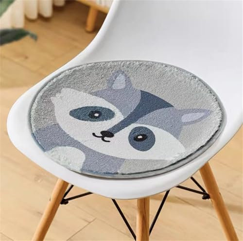 champracer Runde Stuhlkissen Sitzkissen Kinder Sitzkissen Stuhl Sitzpolster, Waschbare Weiche Sitzkissen Komfort Stuhlauflage als Stuhl Kissen für Outdoor & Indoor Gartenstuhl (Waschbär,30x30 cm)