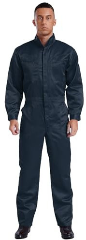 Sxiwei Arbeitsoverall Herren Arbeitsanzug Einteiliger Langarm Elastischer Taille Maleroverall Handwerker Jumpsuit Schutzkleidung Navy blau S