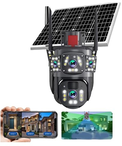 Davitech Sicherheitskamera, wasserdichte kabellose WiFi-HD-Sicherheitskamera for den Außenbereich, 360-Grad-Ansicht, Sicherheitskamera for den Innenbereich, 6 MP Auto-Tracking, Panorama-Smart-Kamera m