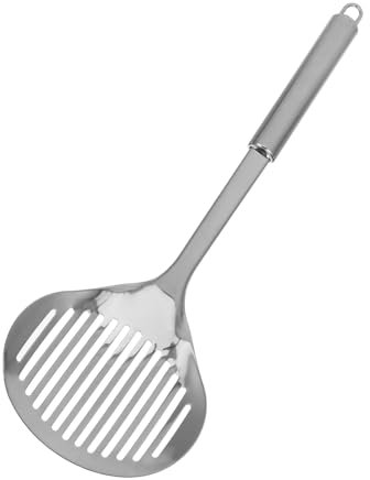POPETPOP Schaufel für Katzenstreu Sandsieb Kotschaufel Katzenschaufel aus Metall Streuschaufel aus Edelstahl Katze Notwendigkeiten Abfallschaufel aus Metall Wurfsieb Rostfreier Stahl Silver