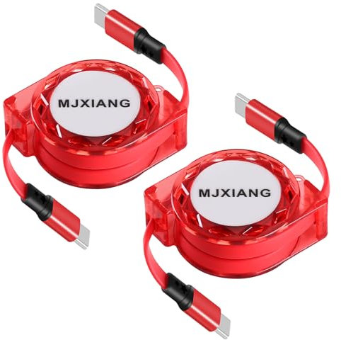 MJXIANG Cavo di Ricarica da USB C a USB C [1M/2-Pezzi], Cavo di Rapida Retrattile PD 60W(3A) per iPhone 15/16/17 Serie, iPad Air/Pro 2020, Samsung Galaxy S25 S24 Ultra, LG, Huawei, Nintendo Switch