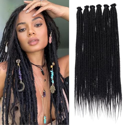 Mscat Dreadlock Extensions 18 Inch Synthetic Crochet Dreads Extensions Handmade Single Ended Dreads 40 StrandsThin 0.6cm Width Reggae Style