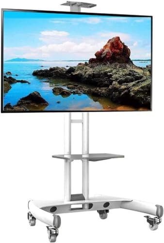 SaryEdge Mobile TV Cart, Rolling TV Stand, Freestanding Mobile Tall TV Stand for Flat Screen TV(