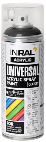 INRAL Sprühlack - Tiefschwarz matt RAL9005 Universal Sprühfarbe 400ml. Spraydose für Metall, Kunststoff, Holz & Stein - Hochdeckende, Regen- und UV-beständige Farbspray für Innen- & Außenbereich
