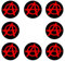 Sammys Shirt Store 24 Stück Aufkleber 4cm rund Anarchy Logo Punk Chaos Sticker Sparpack gut haftend Aktiv Werden 5 cm