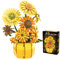 Lot de 1009 blocs de construction de tournesol artificiels pour adultes à partir de 14 ans, fleurs Van Gogh, bricolage, décoration de maison, bureau, compatible avec Lego, Saint-Valentin, fête des