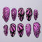 GlamRays 24 pezzi di unghie adesive viola, unghie finte mandorla di media dimensione con farfalla 3D, design a goccia d'acqua, glitter, unghie finte, nero viola cool