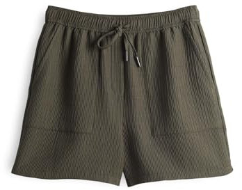 OPUS Damen Shorts | Strukturierte Shorts MELANE Wide aus gebondetem Viskose Mix Olive Leaf, 36