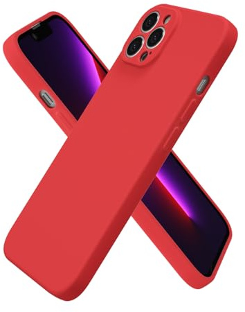 oakxco for iPhone 13 Pro Case Silicone, Ultra Slim Thin Phone Case for Women Girls, Plain Solid Color Minimalist Aesthetic Cute Girly Design, Soft Rubber Gel TPU with Camera Cover Protection, Red
