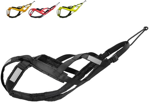 SSDH Hundeschlittengeschirr Zuggeschirr wasserdichtes Nylon mit Reflektorstreifen strapazierfähiges Laufgeschirr für große Hunde (Gelb, 3XL)