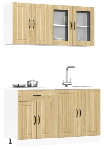 Emmtore 4-TLG. Küchenschrank-Set Sonoma Holzwerkstoff，Küchenschrank, Kompaktküche,Sonoma Eiche