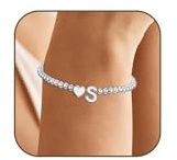 KLIFOWDY Armband Damen mit Buchstaben A-Z Herz Charm verstellbar | Perfekte Geburtstagsgeschenke für Frauen, Freundin Schwester