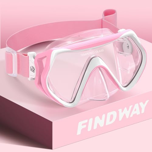 Findway Maschera Subacquea Adulti con Fascia Elastica Regolabile, Maschera Snorkeling per Uomo Donna e Adolescenziale con Panoramica a 180 Gradi, Occhialini da Nuoto con Copertura Nasale Anti-perdite