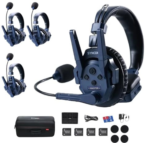 SYNCO Xtalk Master Wireless Intercom Headset System, 2,4 GHz Full-Duplex, 500 m Reichweite, Masterfreie Verbindung, ENC Noise-Cancelling, 45ms Low Latency, 15H Akku, APP-Steuerung (XTalk Master 4)