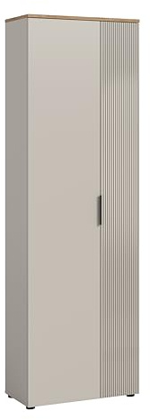furnling Sileo Garderobenschrank, kaschmirfarben, 60 cm breit, großer Flurschrank aus FSC-Holzwerkstoff mit eleganter Längstfräsung, Schuhschrank für Garderobe und Eingangsbereich, Made in EU