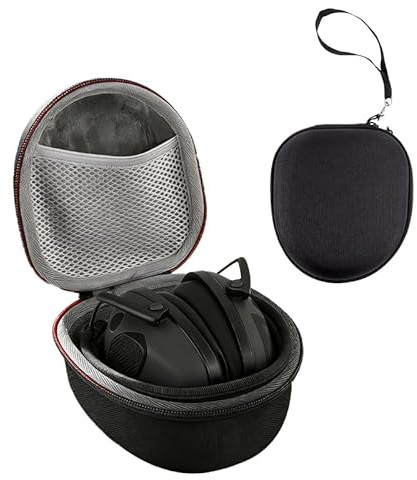 WEESTAAMO Hard EVA Case for Ear Defenders & Headphones - Portable Carrying Storage Bag with Mesh Pocket, Shockproof Travel Pouch for Foldable Shooting Ear Muffs (Black, Empty)