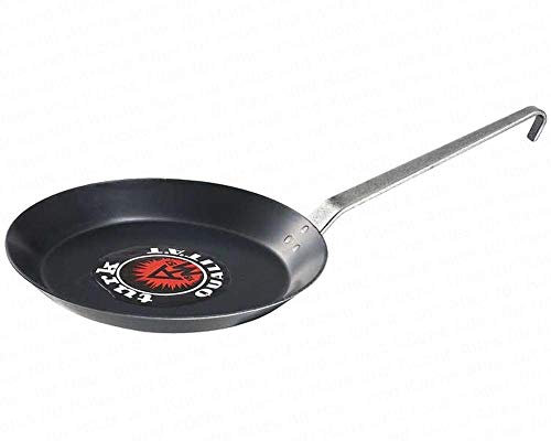 Turk Bratpfanne, leichte flache Eisenpfanne, Rand Ø 20 cm, Boden Ø 15 cm, Randhöhe 3 cm, mit geschmiedetem Hakenstiel