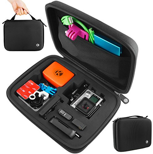 Custodia per GoPro Camkix compatibile con GoPro Hero 4/3+/3/2/1 e Accessori - Ideale per la protezione a casa o in viaggio - Protezione completa per la tua telecamera GoPro - Panno per pulire in Microfibra incluso (Medium, Nero)