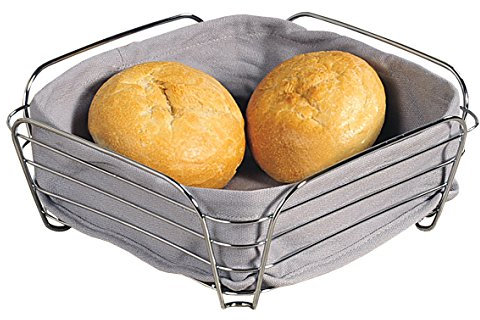 KESPER Panière à Pain - Corbeille en Tissu et Métal - Élégant - 25 x 25 x 10 cm - Gris