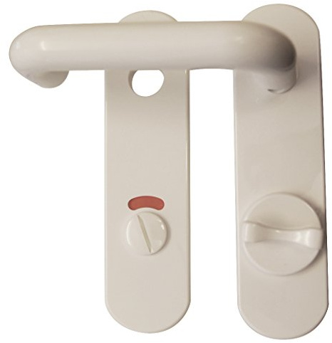 Alpertec Nylon Kurzschildgarnitur für Badtüren WC mit Sperrriegel Drücker/Drücker Drückergarnitur Türdrücker Türbeschläge, weiß, 40131830K1