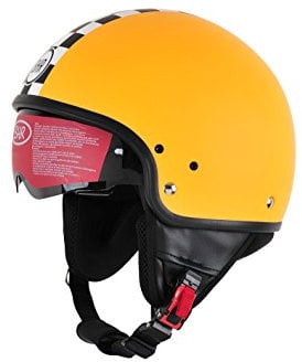 BHR Motorrad Helm 802 Demi-Typ mit Visier Versenkbare,Orange Rennen, M (57 cm)