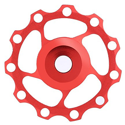 Yosoo 11T/13T Fahrrad Umwerfer Riemenscheibe Stützrad Fahrrad Aluminium Schaltwerk Umwerfer Umwerfer Umlenkrolle Mountainbike Rennrad Zahnführungsrad (rot, 13T)