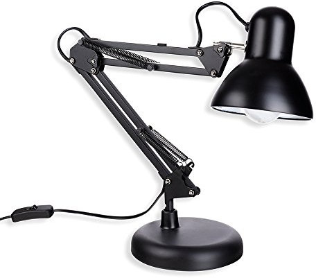 Schramm Retro Schreibtischlampe in schwarz aus Metall mit Gelenkarm Arbeitslampe ohne Glühbirne Bürolampe Lampe Lampen