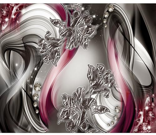 decomonkey Fototapete Abstrakt Lilien 400x280 cm XL Tapete Fototapeten Vlies Tapeten Vliestapete Wandtapete moderne Wandbild Wand Schlafzimmer Wohnzimmer Blumen Diamant