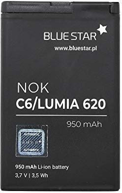 Bluestar Akku Ersatz kompatibel mit Nokia Lumia 620 950 mAh Austausch Batterie Handy Accu BL-4